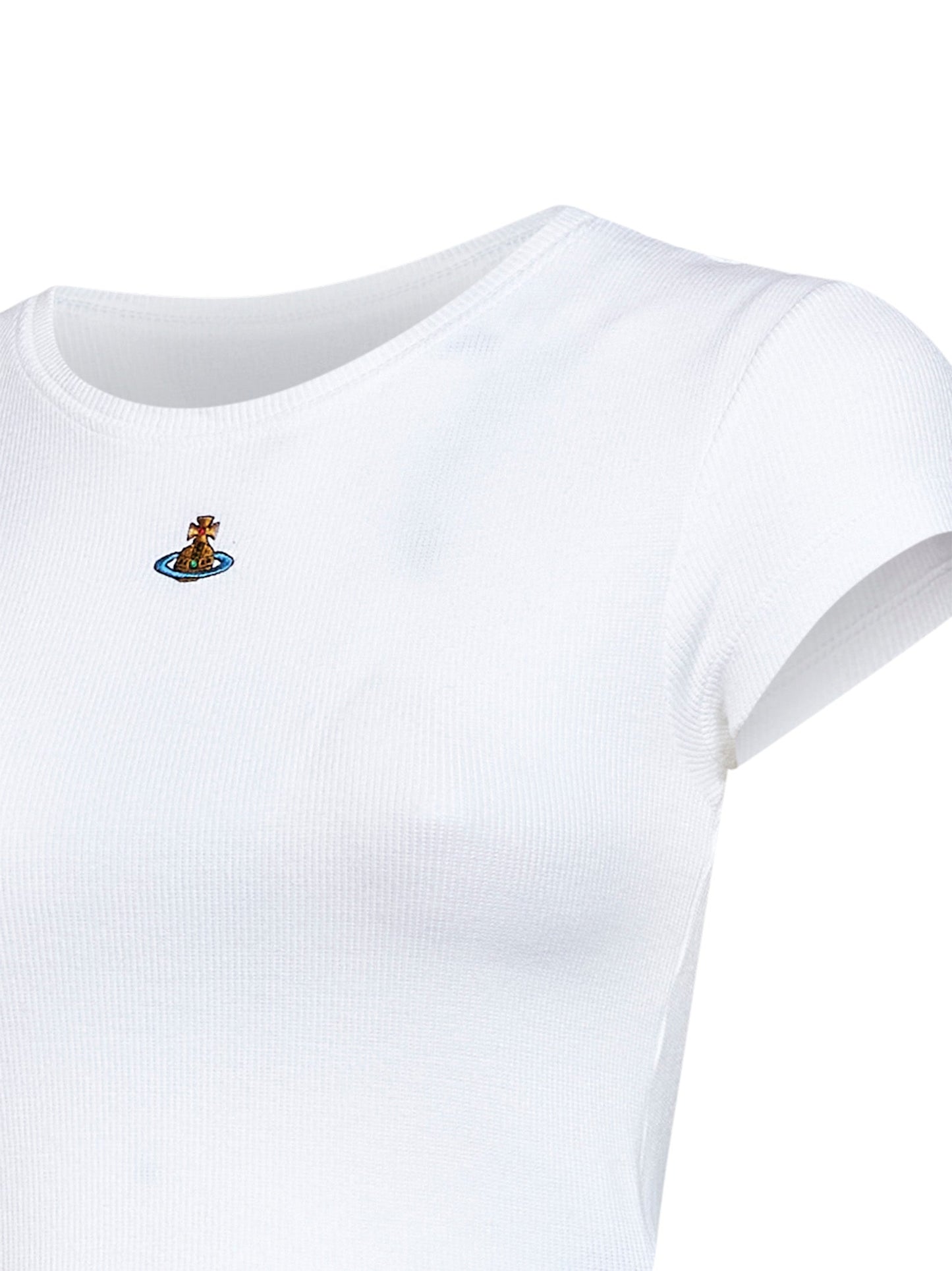 Vivienne Westwood Women White Ribbed Jersey Baby Peru Cropped T-Shirt VIVIENNE WESTWOOD