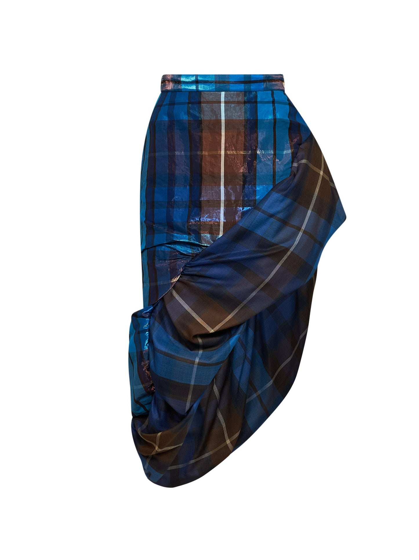 Vivienne Westwood Women Gonna Midi Asimmetrica Marilyn In Tartan Blue E Marrone VIVIENNE WESTWOOD