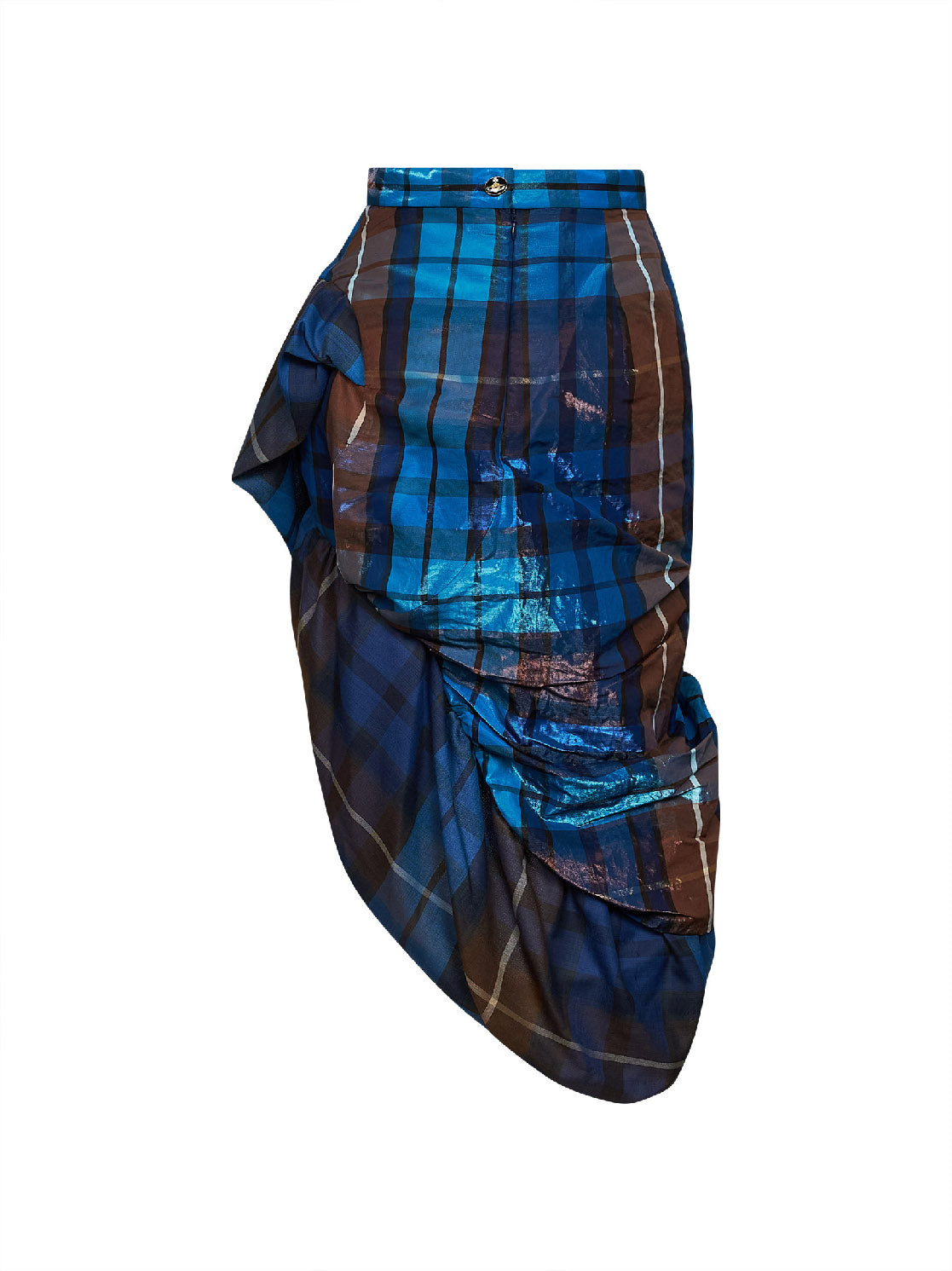 Vivienne Westwood Women Gonna Midi Asimmetrica Marilyn In Tartan Blue E Marrone VIVIENNE WESTWOOD