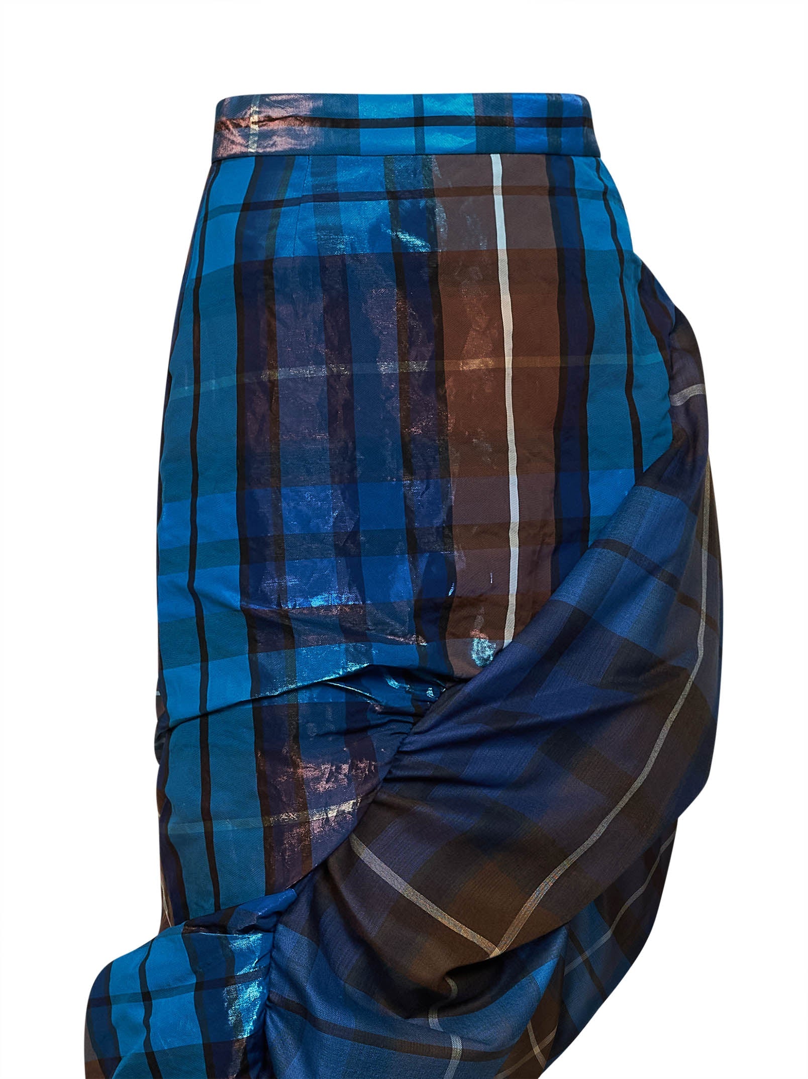 Vivienne Westwood Women Gonna Midi Asimmetrica Marilyn In Tartan Blue E Marrone VIVIENNE WESTWOOD