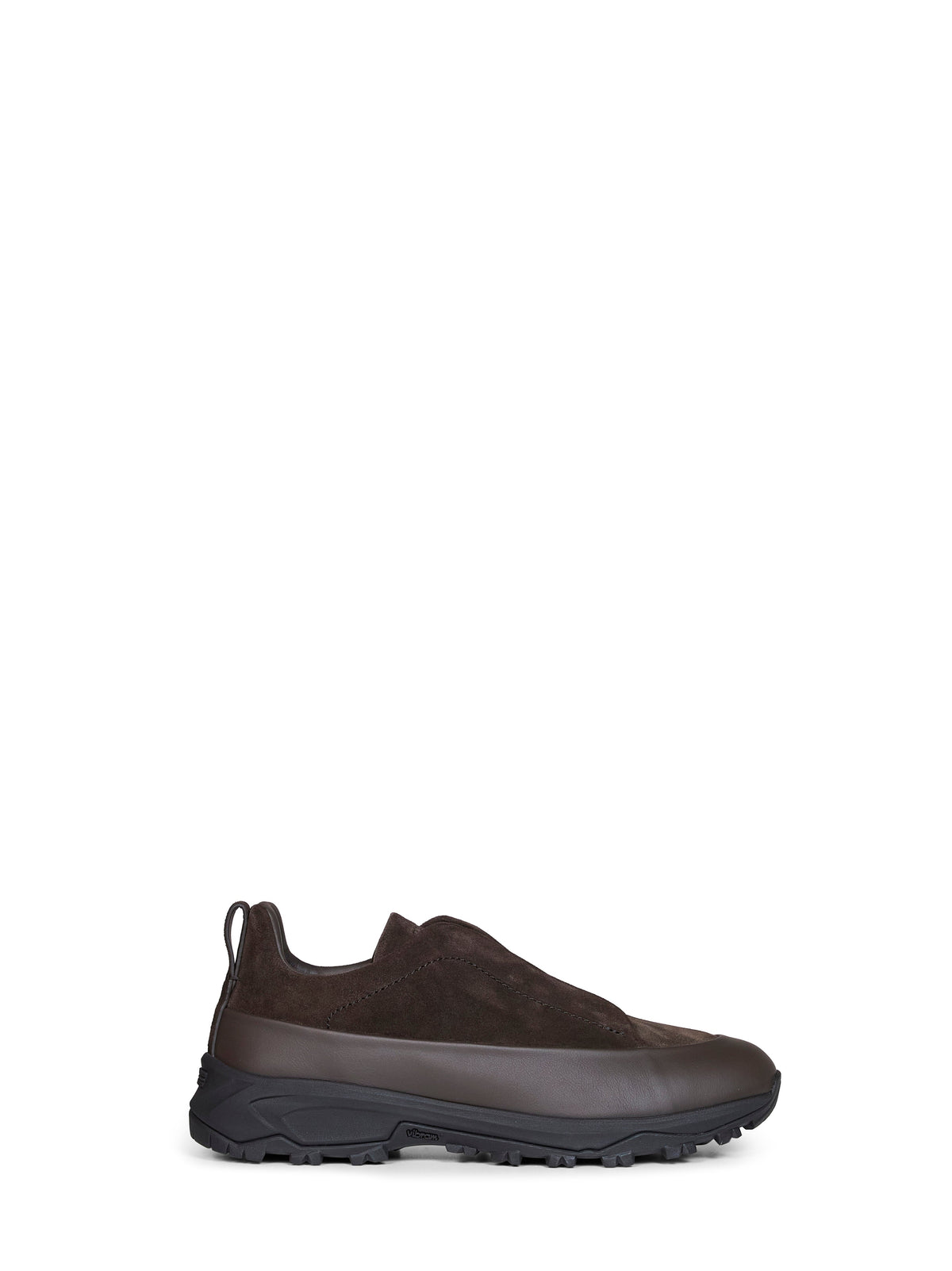 Zegna Men Dark Brown Leather And Suede Triple Stitch Monte Sneakers ZEGNA