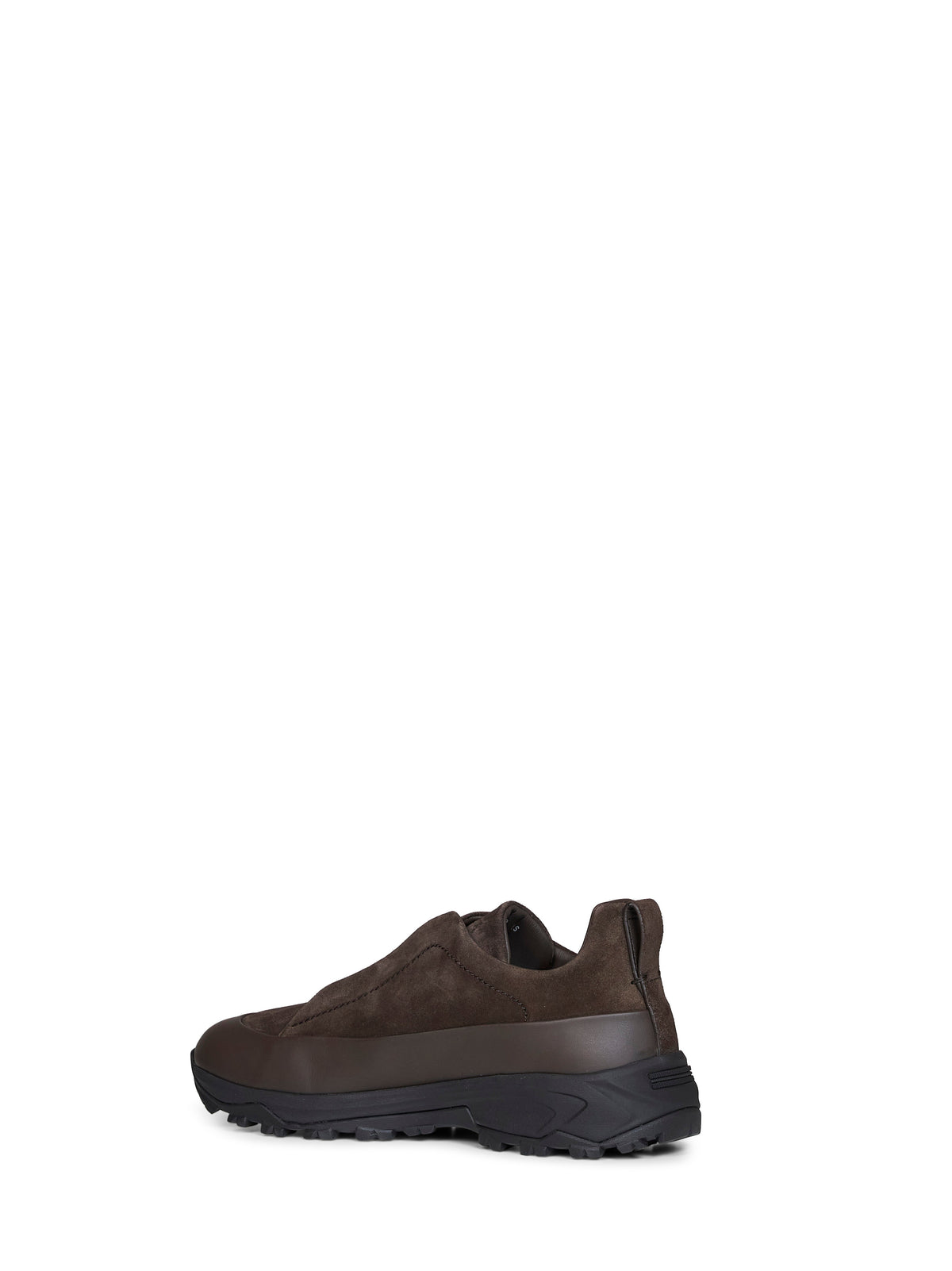 Zegna Men Dark Brown Leather And Suede Triple Stitch Monte Sneakers ZEGNA