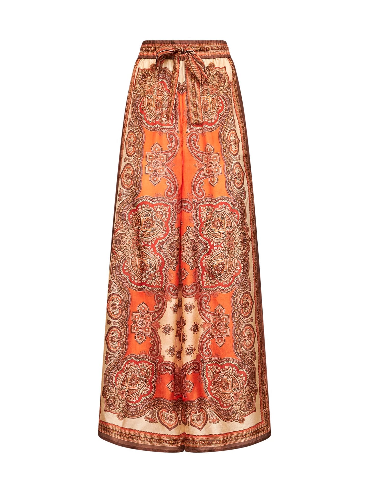 Zimmermann Women Tangerine Paisley-Print Silk Habotai Mahon Relaxed Trousers ZIMMERMANN