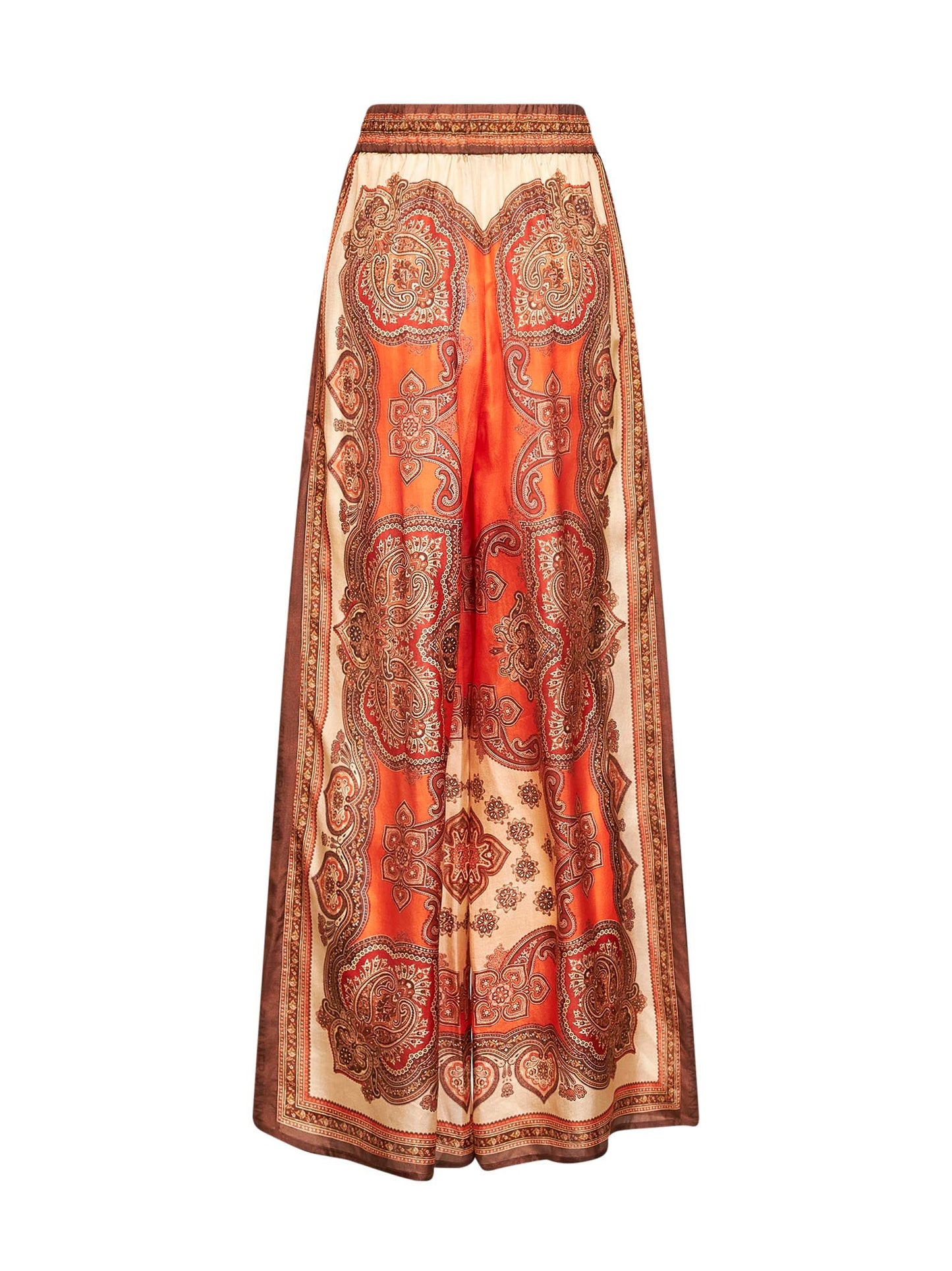 Zimmermann Women Tangerine Paisley-Print Silk Habotai Mahon Relaxed Trousers ZIMMERMANN