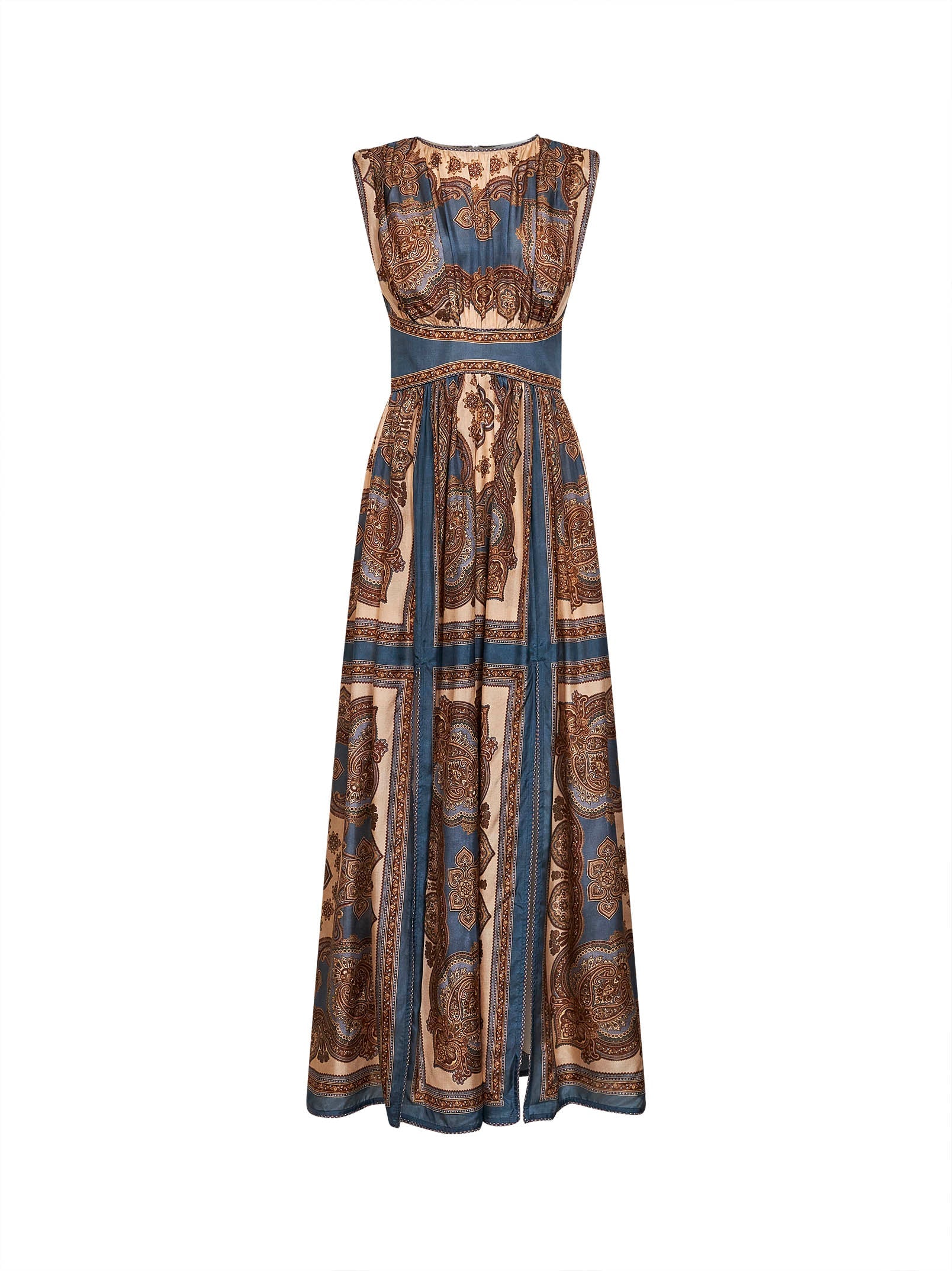 Zimmermann Women Dark Blue Paisley-Print Silk Habotai Mahon Maxi Dress ZIMMERMANN
