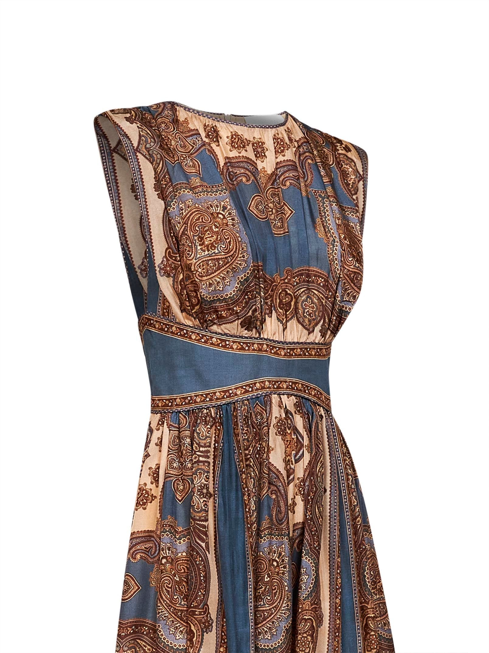 Zimmermann Women Dark Blue Paisley-Print Silk Habotai Mahon Maxi Dress ZIMMERMANN