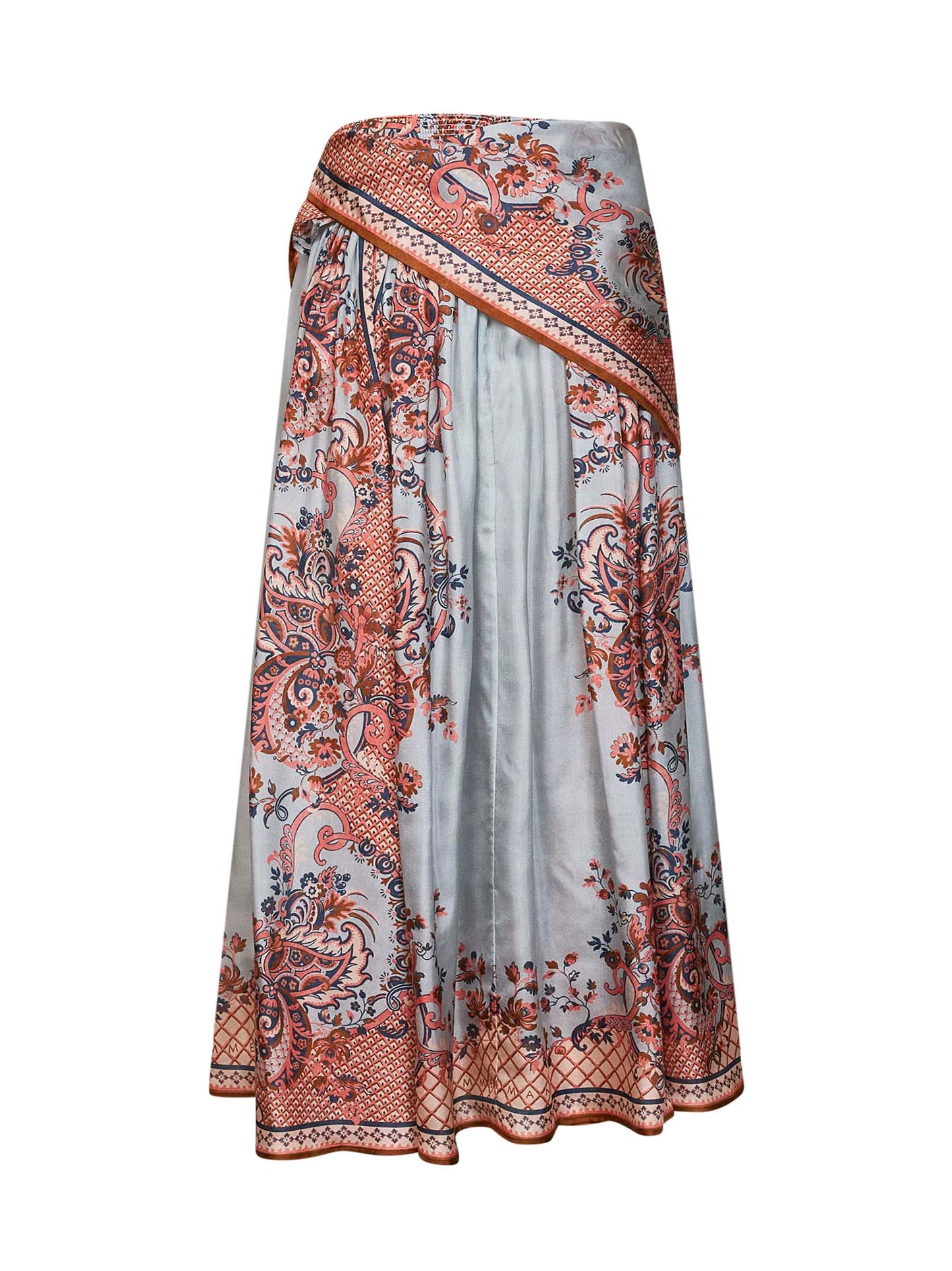 Zimmermann Women Blue Floral Paisley-Print Silk Habotai Aster Scarf Midi Skirt ZIMMERMANN