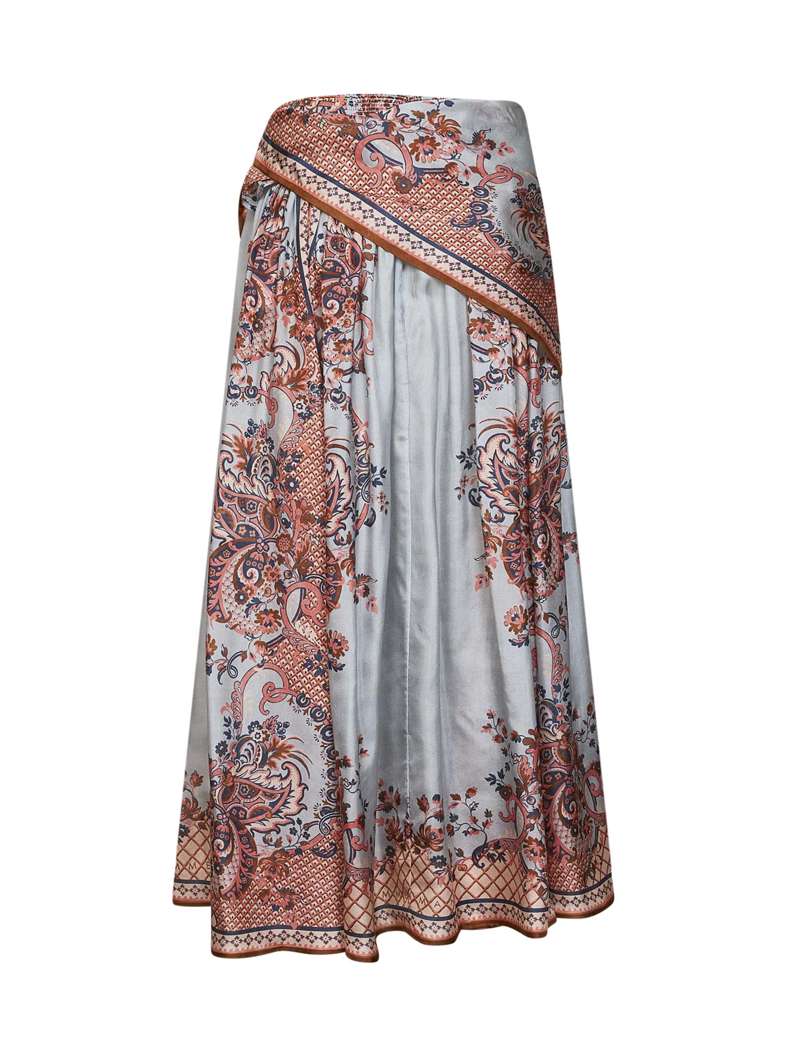 Zimmermann Women Blue Floral Paisley-Print Silk Habotai Aster Scarf Midi Skirt ZIMMERMANN