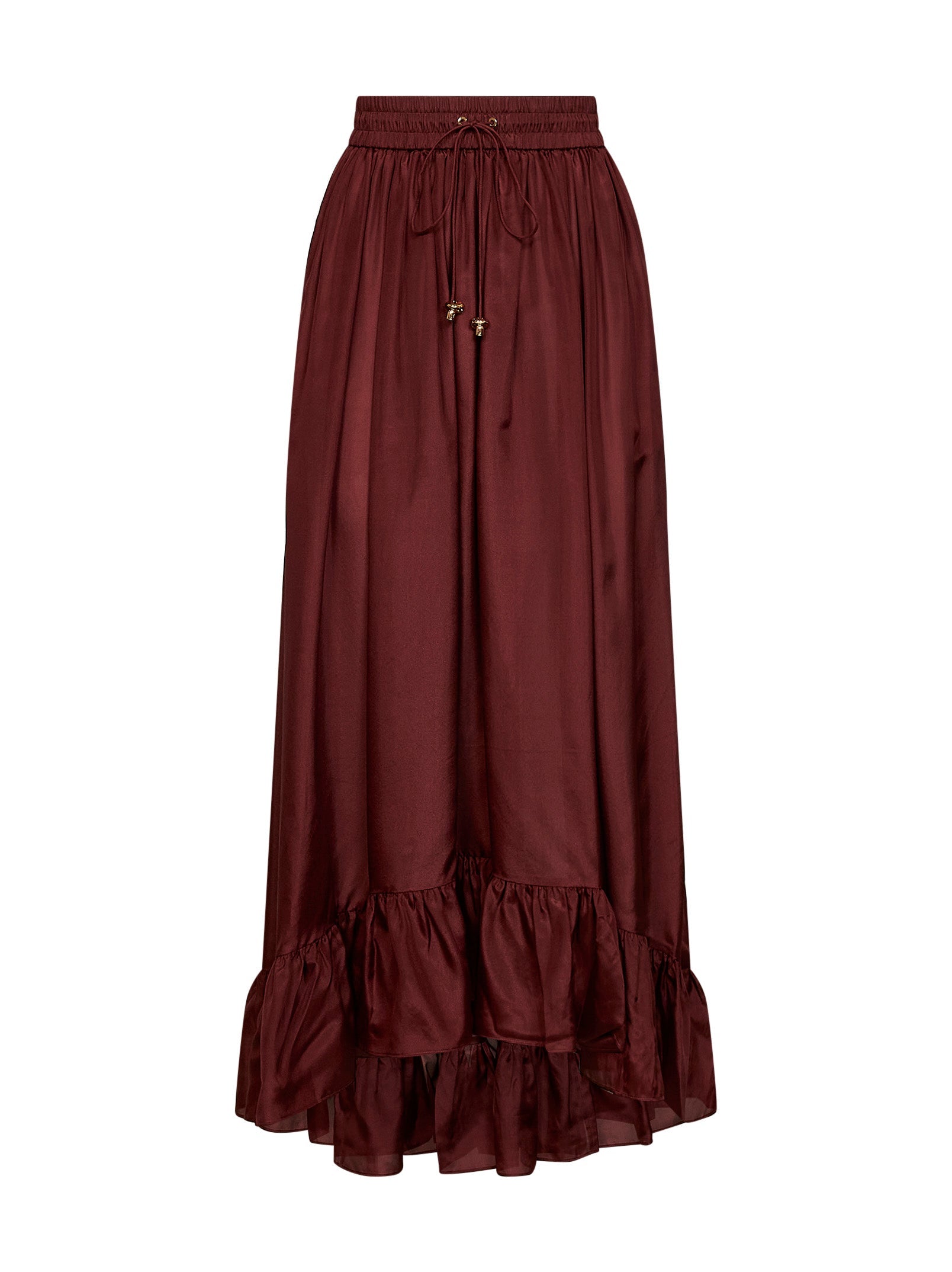 Zimmermann Women Merlot Silk Habotai Aster Maxi Skirt ZIMMERMANN