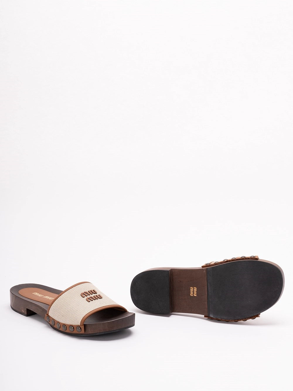 Miu Miu Women Canvas And Leather Clogs MIU MIU
