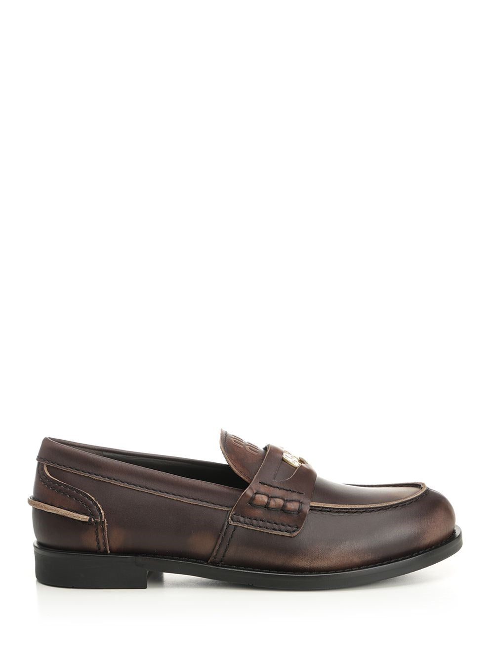 Miu Miu Women Vintage Effect Leather Moccasins MIU MIU