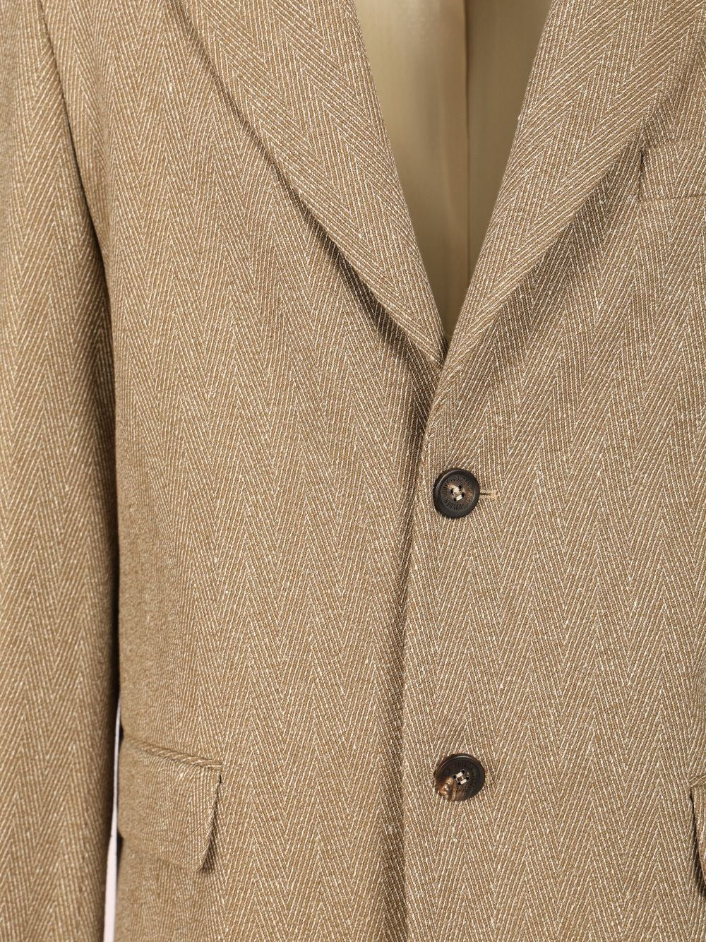 Golden Goose Men Single-Breasted Chevron Linen Blend Blazer GOLDEN GOOSE