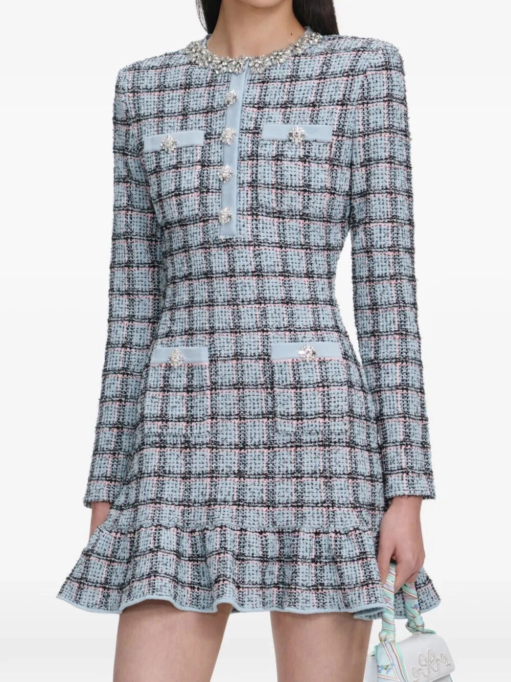 Self-Portrait Women Check Knit Mini Dress SELF-PORTRAIT
