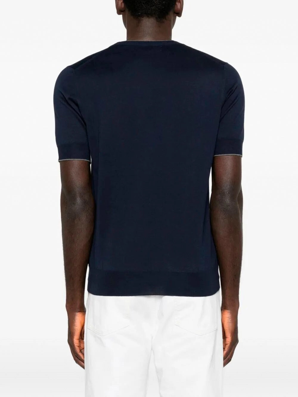 Brunello Cucinelli Men Cotton Lightweight Knit T-Shirt With Contrast Details BRUNELLO CUCINELLI