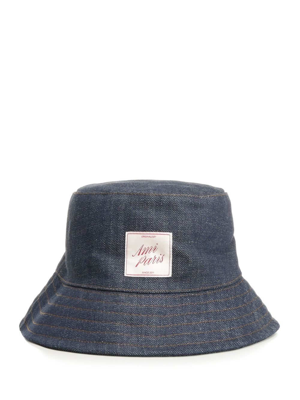 Ami Women Topstitchings Denim Hat Raw Indigo Denim AMI PARIS