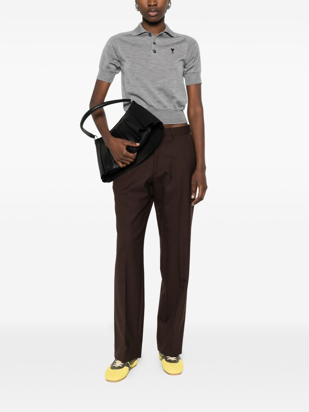 Ami Women Short-Sleeved Wool Polo Shirt AMI PARIS