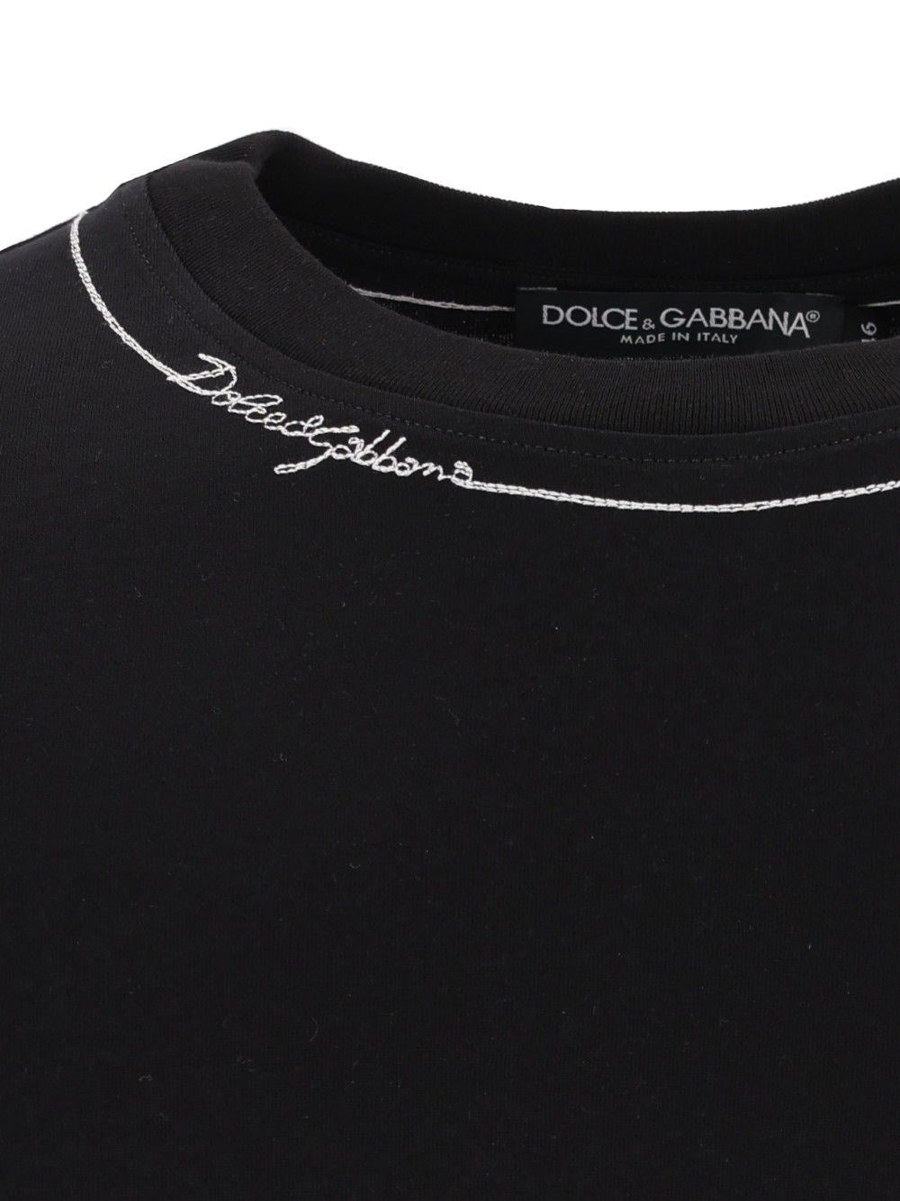 Dolce & Gabbana Men Cotton T-Shirt With Embroidery DOLCE & GABBANA
