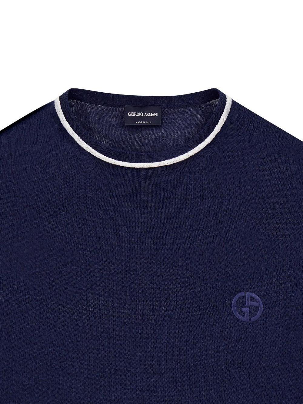 Giorgio Armani Men Crew Neck Sweater In Linen And Silk GIORGIO ARMANI