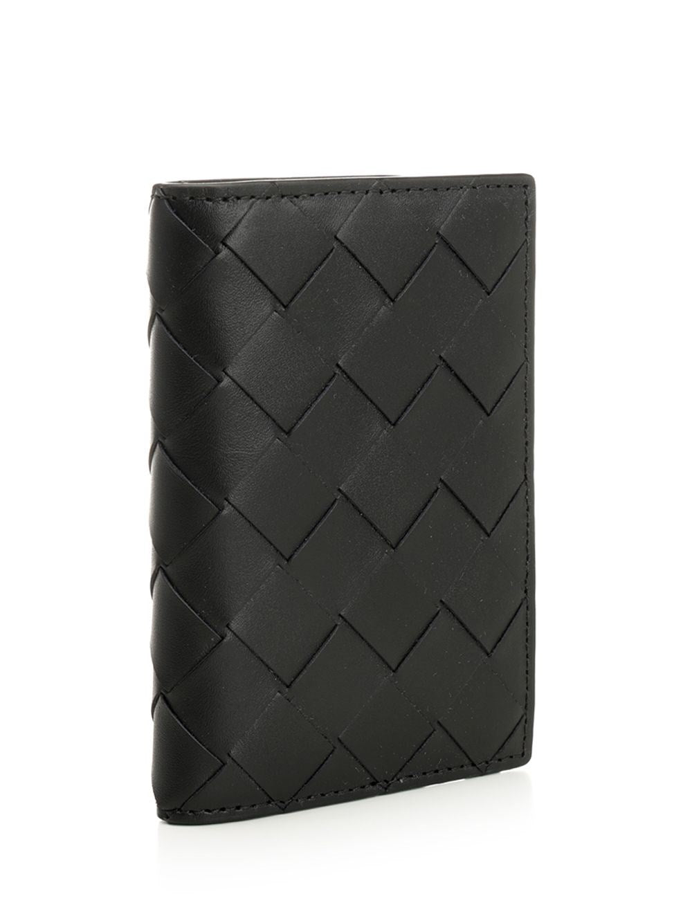 Bottega Veneta Men Leather Card Holder With Intrecciato Pattern