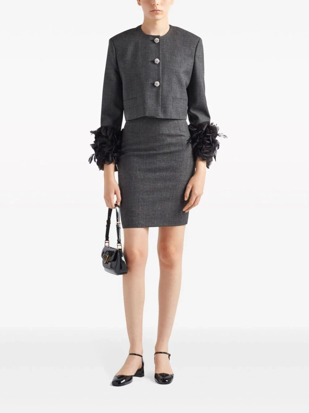 Prada Women Cropped Jacket With Feather PRADA