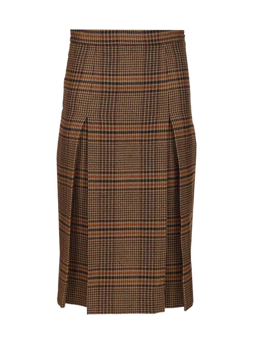 Saint Laurent Women Prince Of Wales Midi Skirt SAINT LAURENT