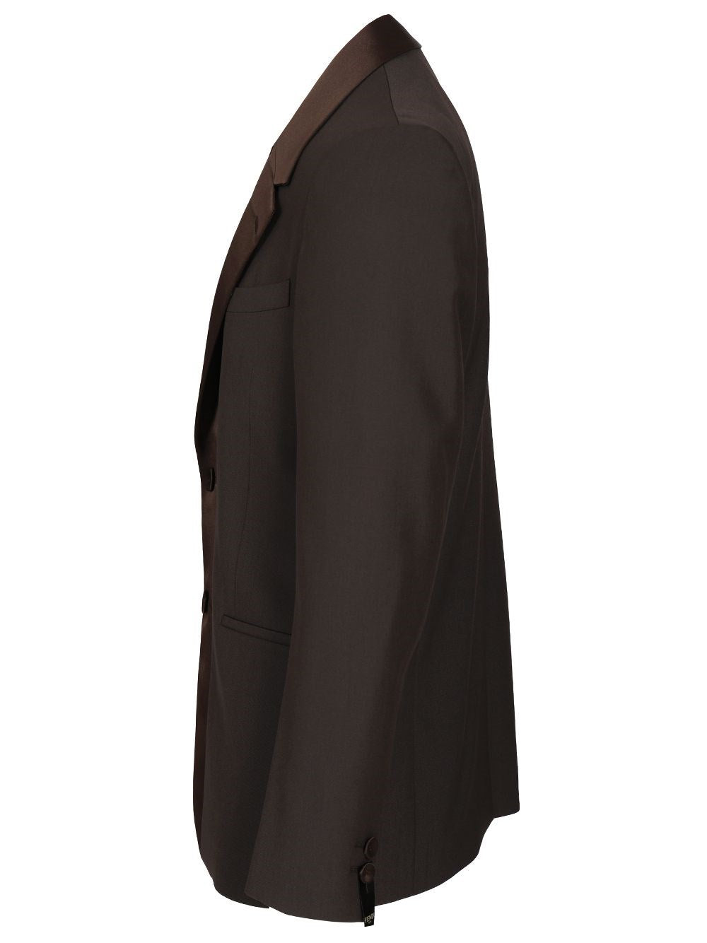 Fendi Men Brown Wool Crepe Blazer FENDI