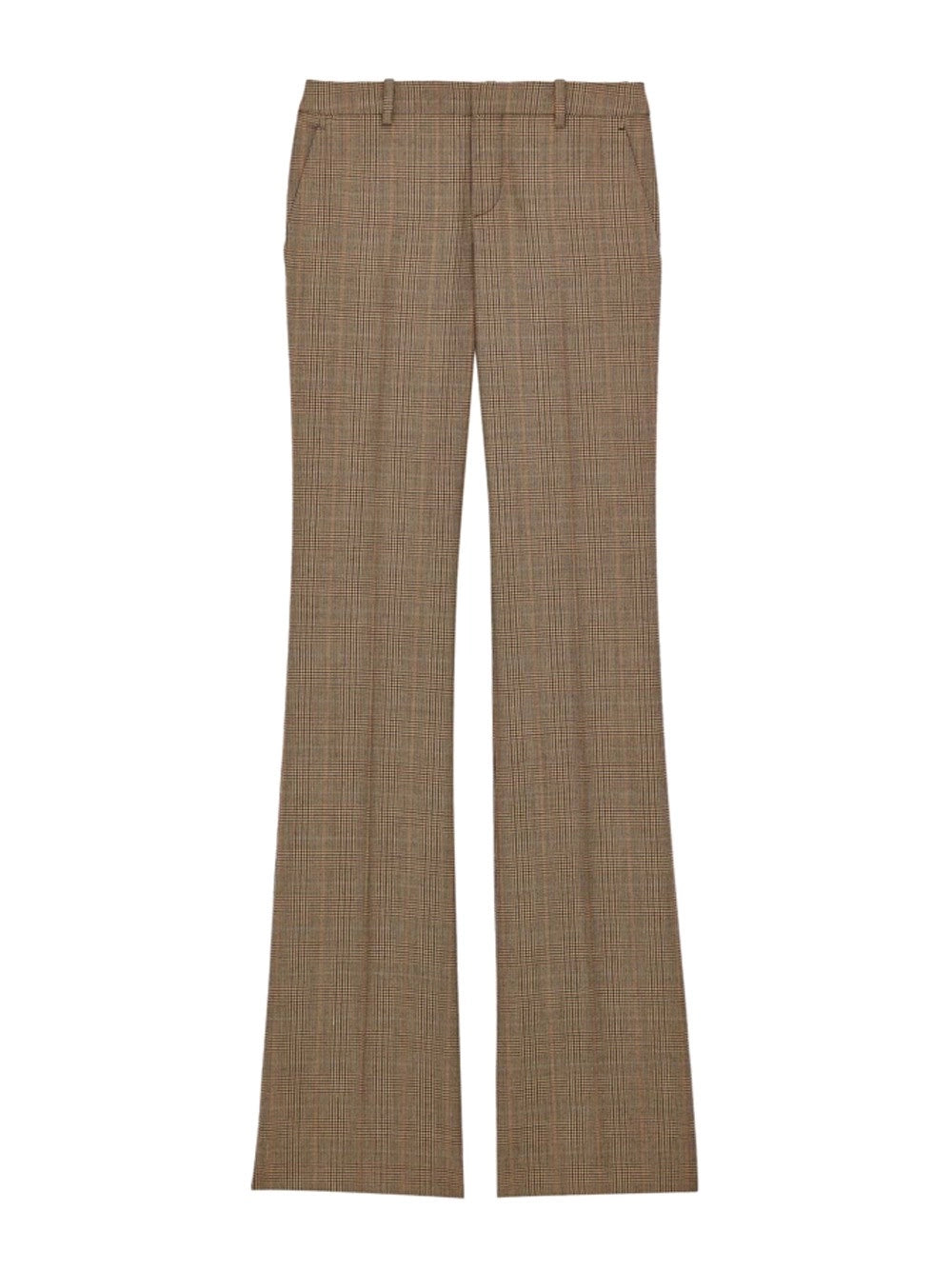 Saint Laurent Women Flared Pants In Puppytooth Prince Of Wales Wool SAINT LAURENT
