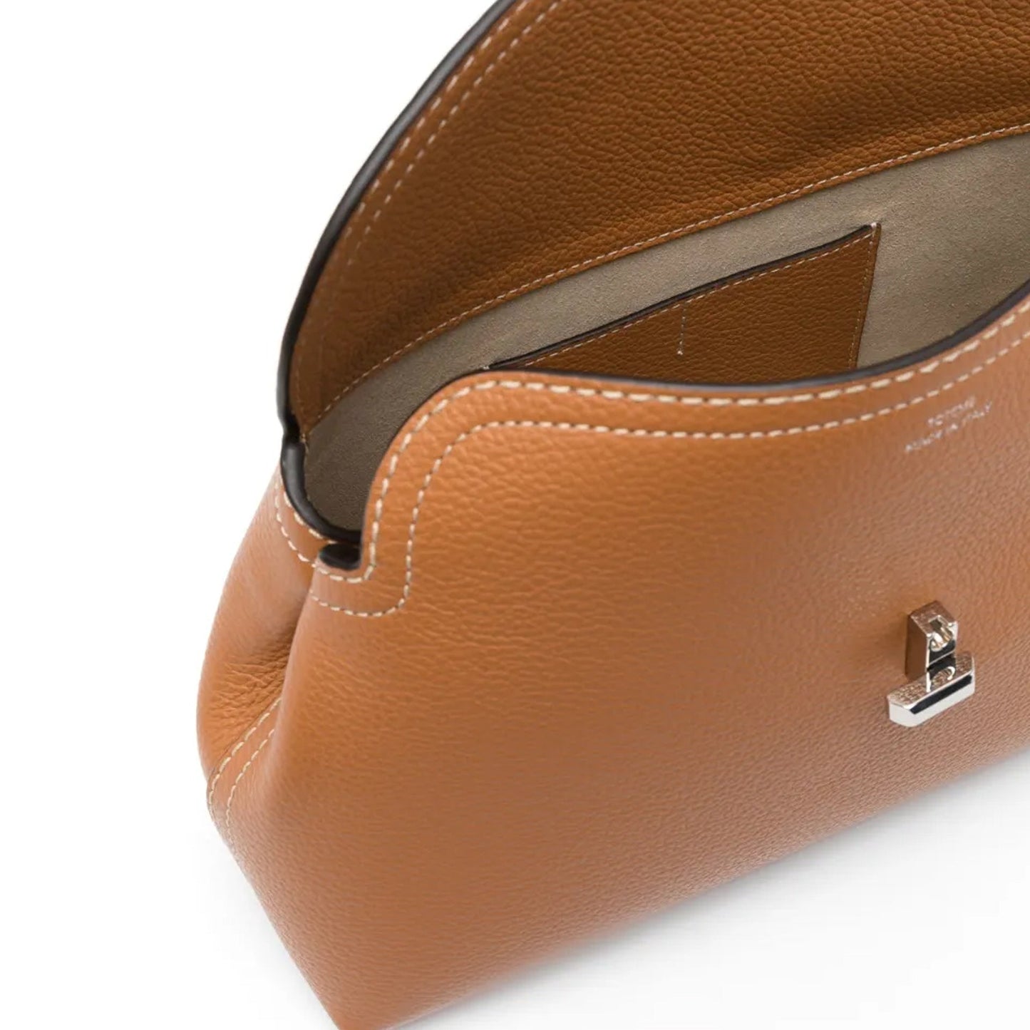 Toteme T-Lock Grained-Leather Clutch Bag Women TOTEME