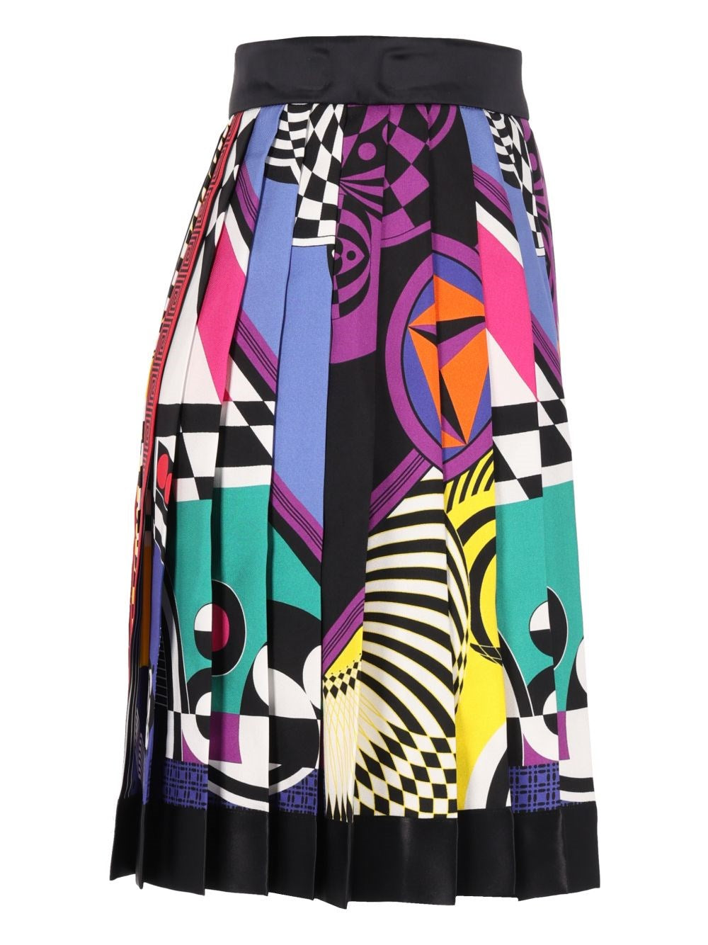 Versace Women Printed Silk Twill Pleated Miniskirt VERSACE