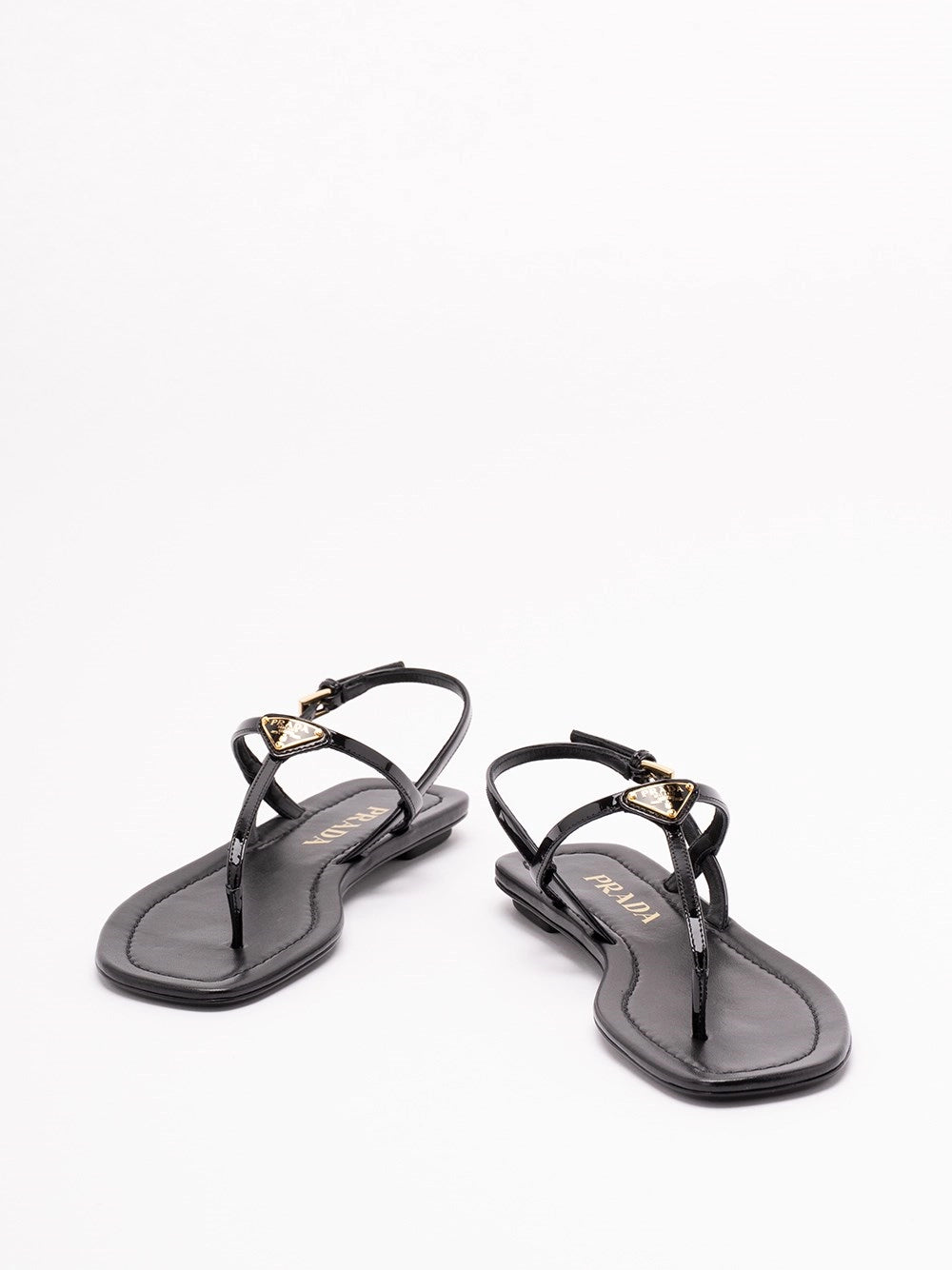 Prada Women Patent Leather Flat Sandals PRADA