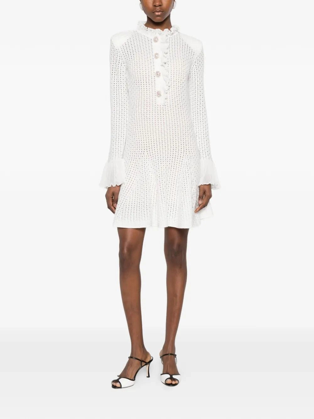 Self-Portrait Women Pointelle Knit Mini Dress SELF-PORTRAIT