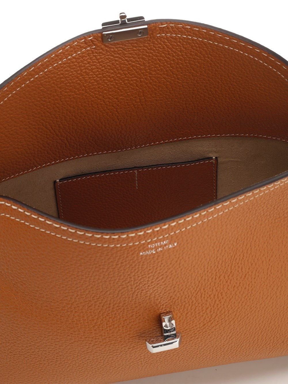 Toteme Women T-Lock Leather Clutch Bark TOTEME