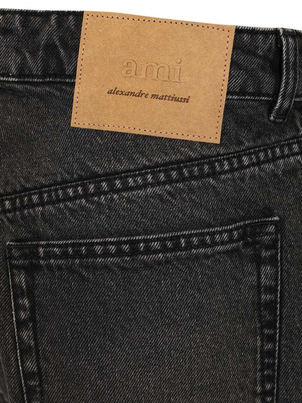 Ami Men Large Fit Bermuda Shorts Used Denim AMI PARIS