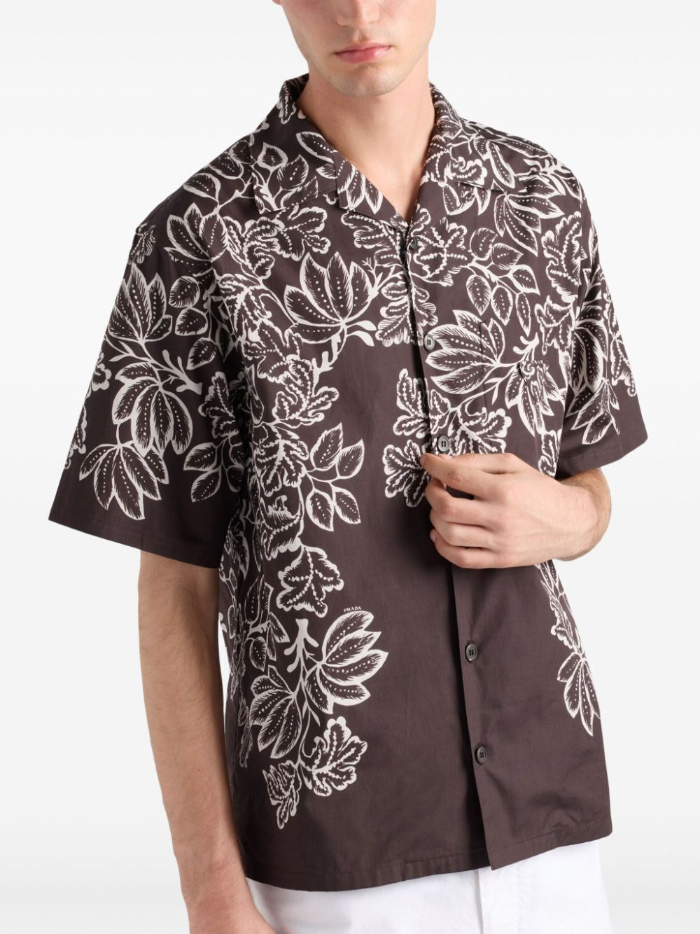 Prada Men Short-Sleeved Printed Cotton Shirt PRADA