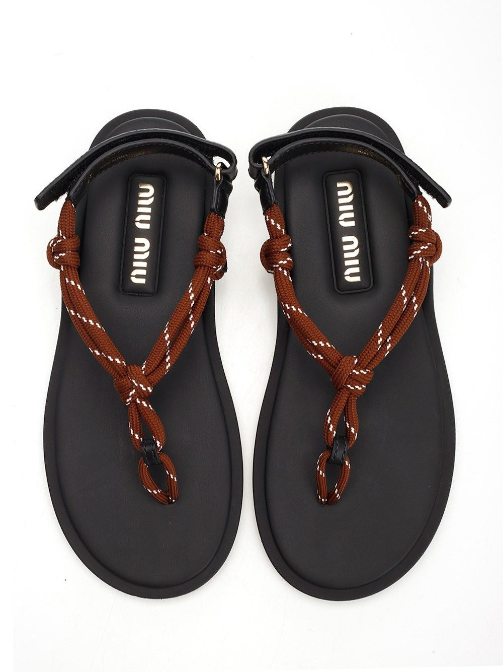 Miu Miu Women "Riviere" Flat Sandal In Rope And Leather MIU MIU