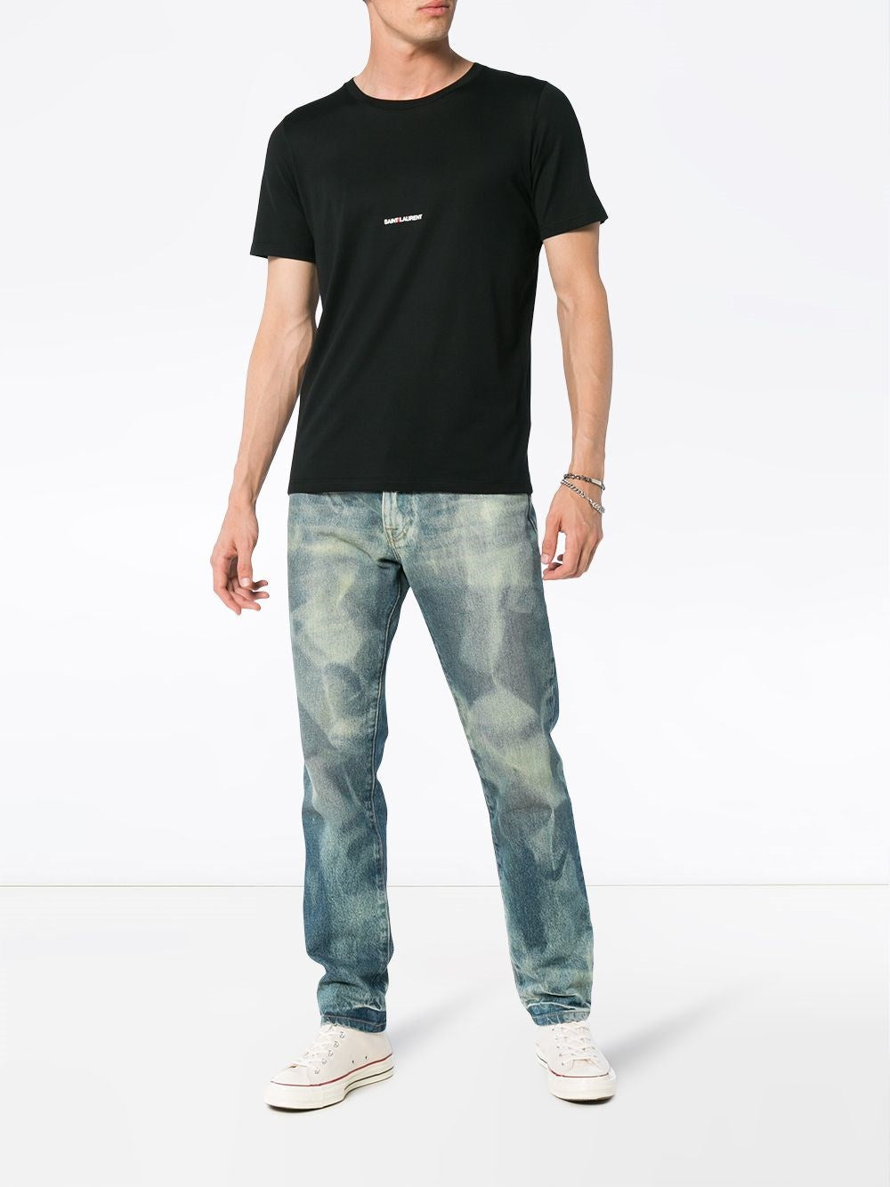 Saint Laurent Men Black Jersey T-Shirt SAINT LAURENT
