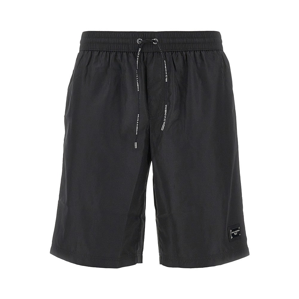 Dolce&Gabbana Men Swimshorts With Logo Plate DOLCE & GABBANA