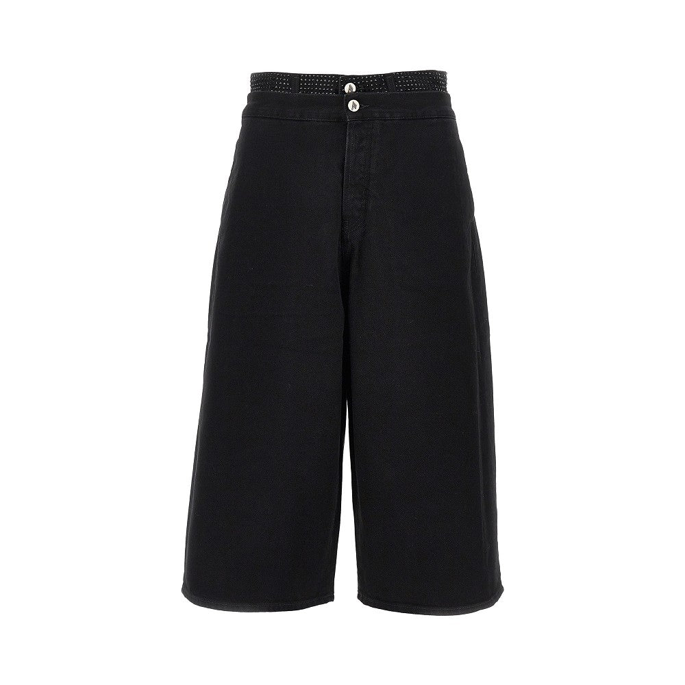 The Attico Women Cropped Denim Pants With Rhinestones THE ATTICO
