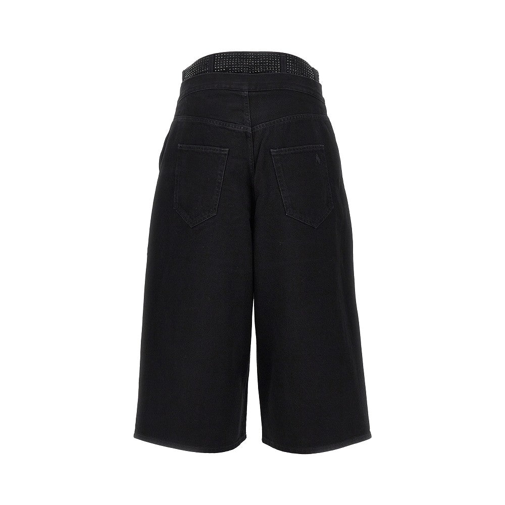 The Attico Women Cropped Denim Pants With Rhinestones THE ATTICO