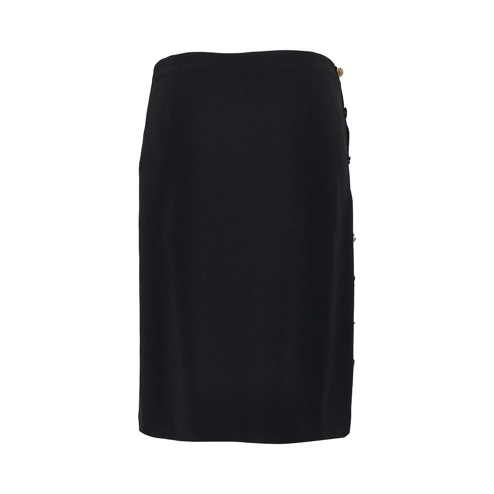 Versace Women Stretch Viscose Skirt With Medusa Buttons VERSACE