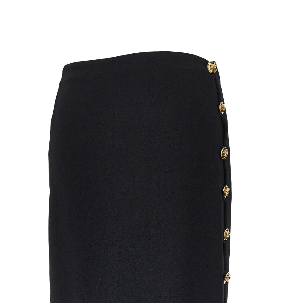 Versace Women Stretch Viscose Skirt With Medusa Buttons VERSACE
