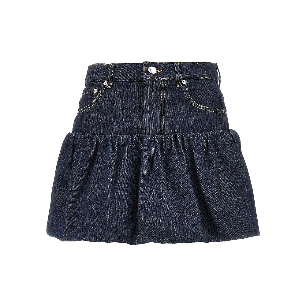 Ganni Women Denim Mini Bubble Skirt GANNI