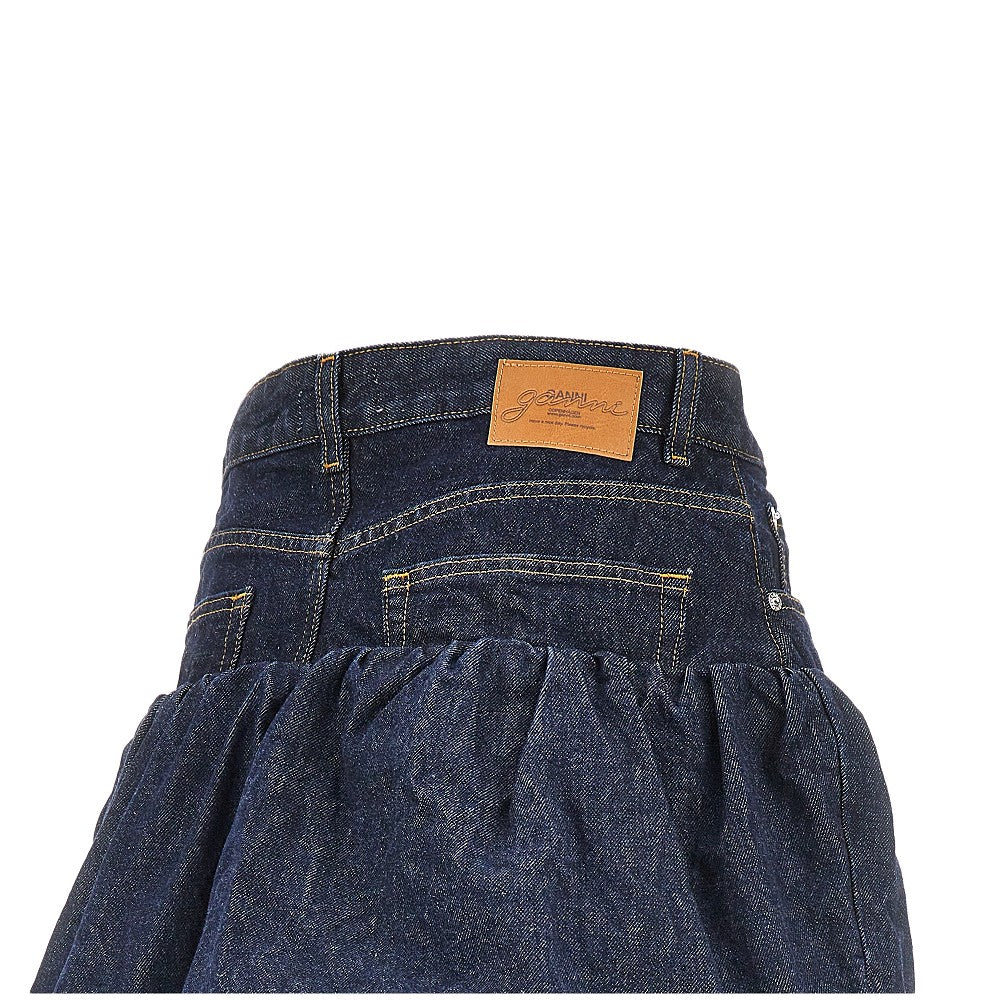 Ganni Women Denim Mini Bubble Skirt GANNI
