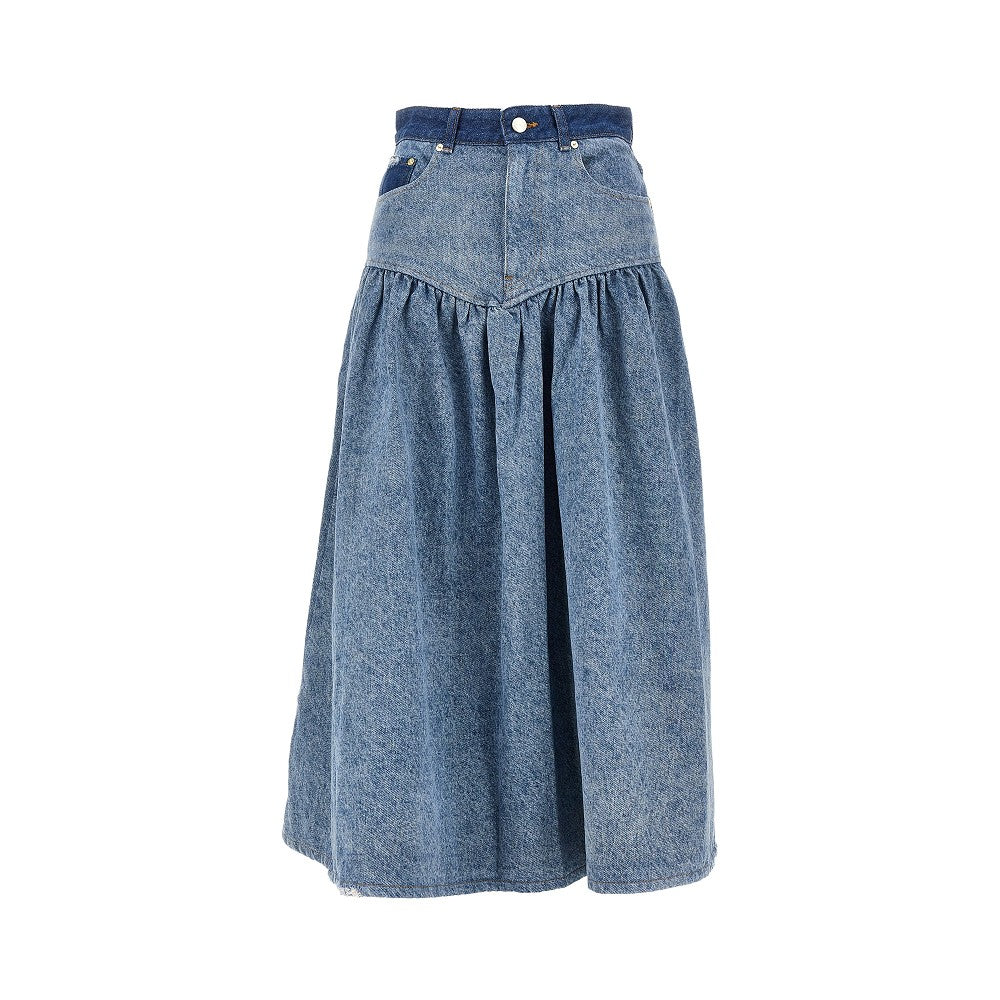 Ganni Women Cotton Denim Long Skirt GANNI