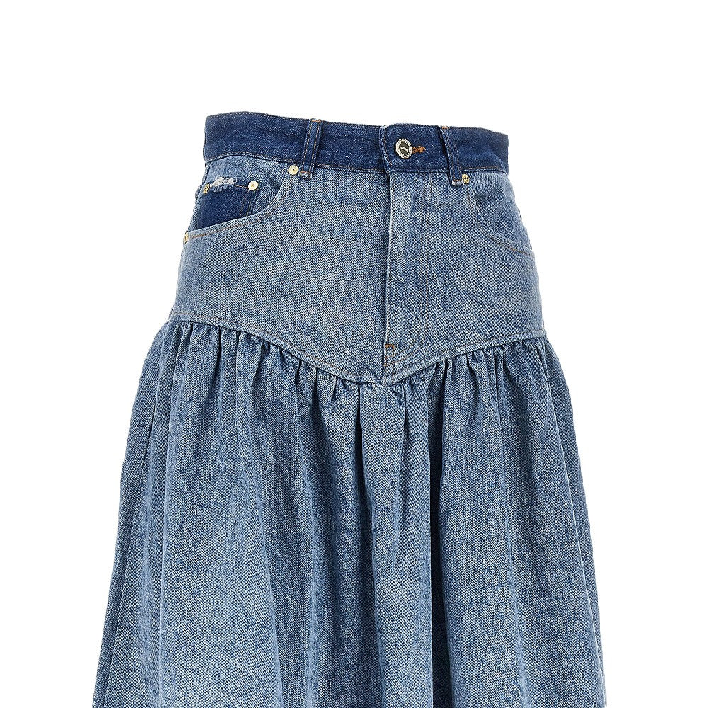 Ganni Women Cotton Denim Long Skirt GANNI