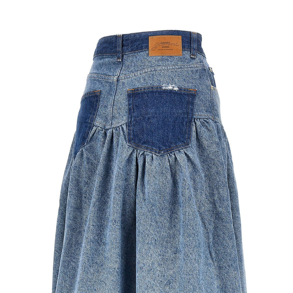 Ganni Women Cotton Denim Long Skirt GANNI