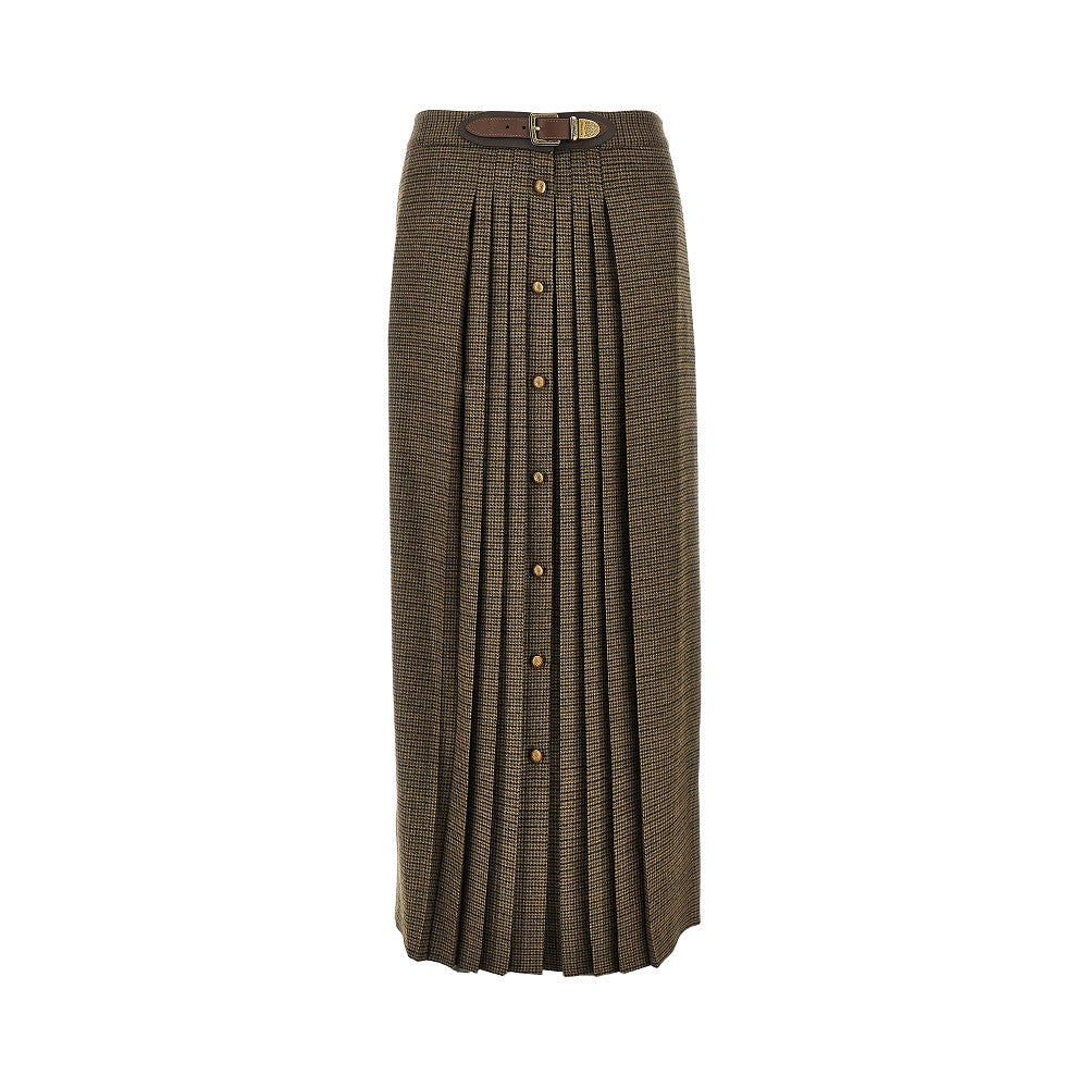 Etro Women Wool Long Skirt With Houndstooth Motif ETRO