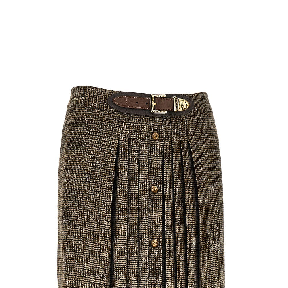Etro Women Wool Long Skirt With Houndstooth Motif ETRO