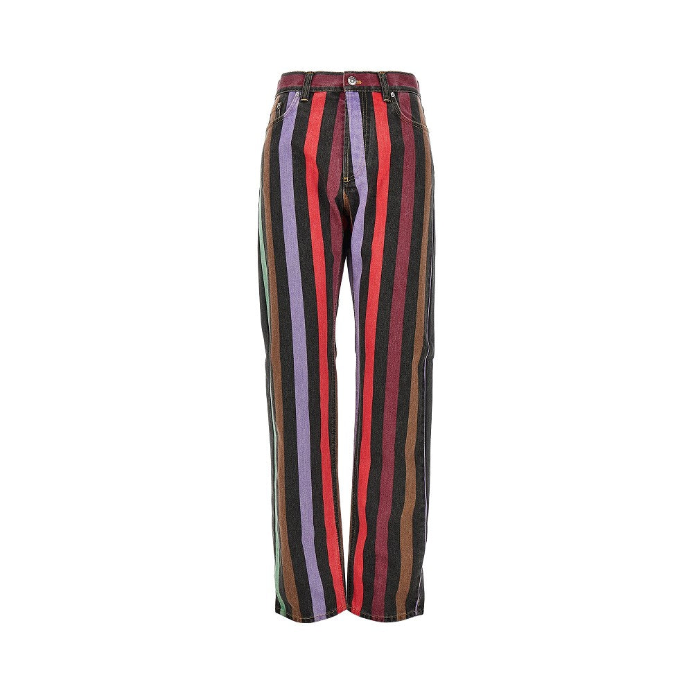 Versace Women Cotton Denim Jeans With Striped Motif VERSACE
