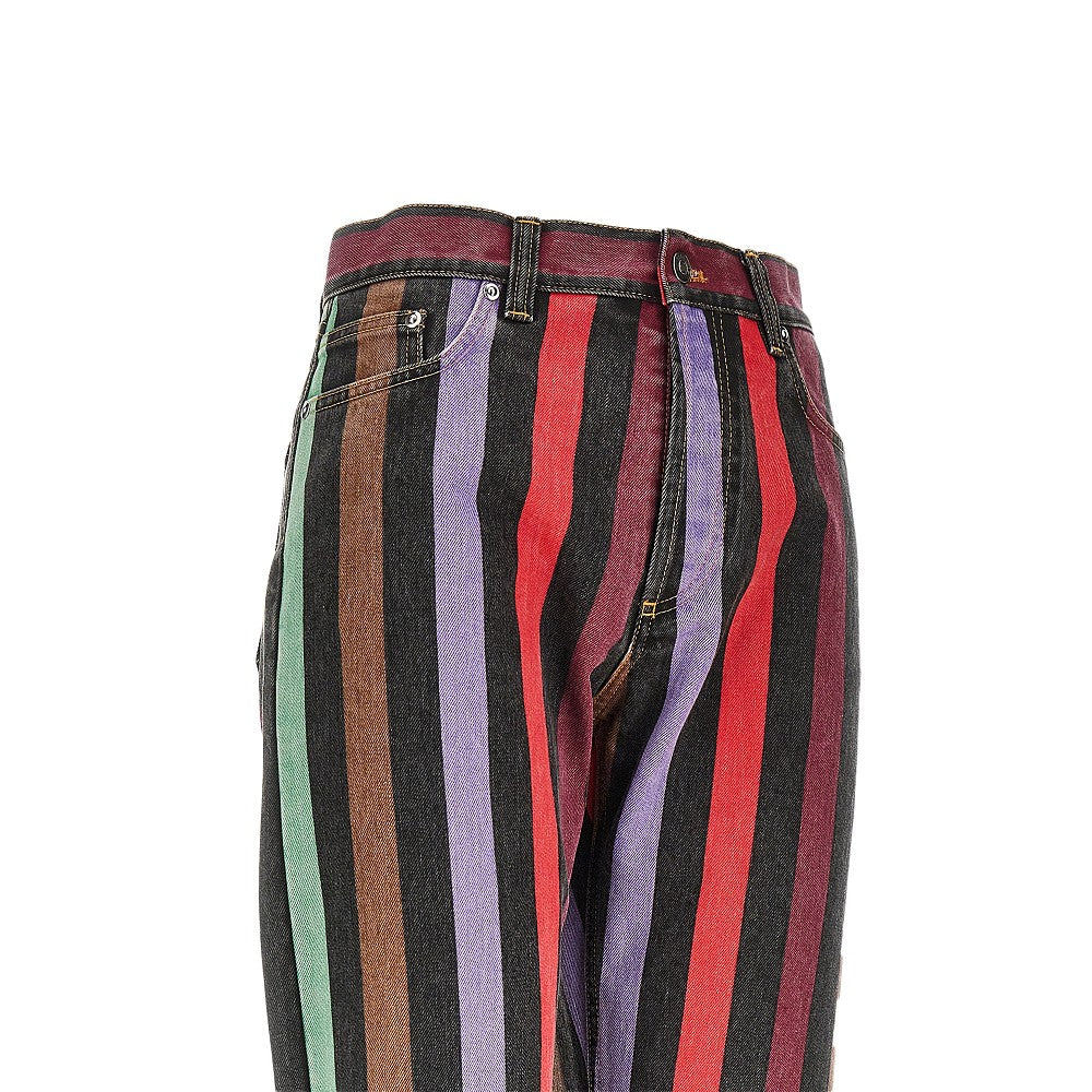 Versace Women Cotton Denim Jeans With Striped Motif VERSACE